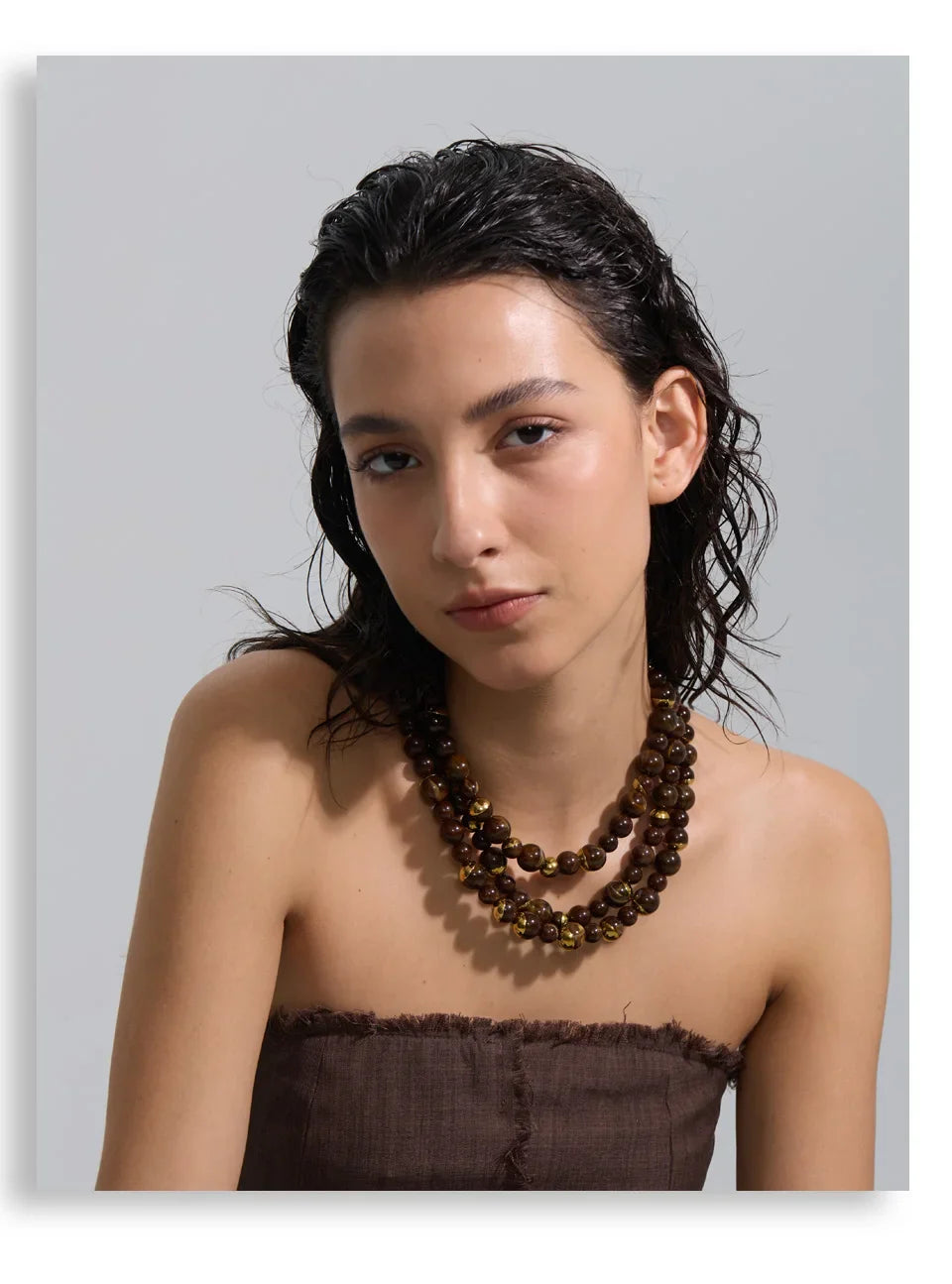 Yhpup Arrivals Handmade Jewelry Simulated Pearls Round Beads Chain Layered Necklace Earrings Stainless Steel Flower Chic Jewelry