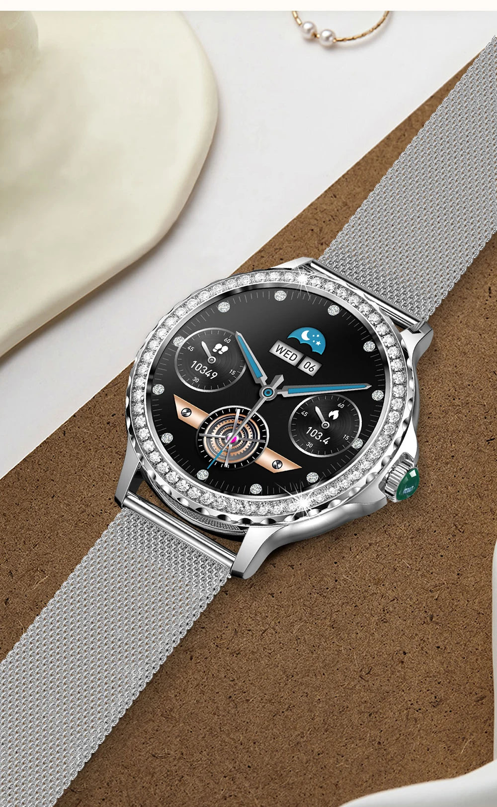 MEVADEN Rose Gold Smart Watch Bluetooth Call Lady 100+ Sports Mode Fitness Health Monitor Women Smartwatch for IOS Android NX19