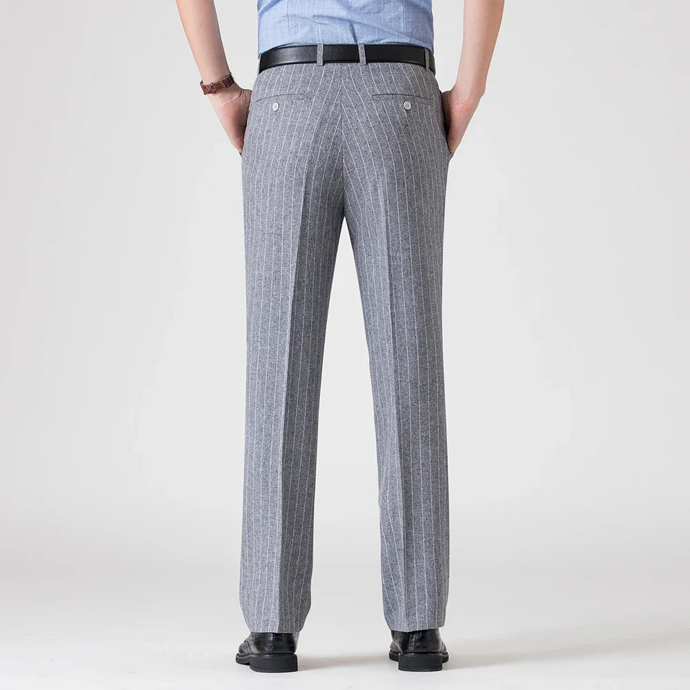Summer Men Business Thin Silk Suit Dress Pants Male Classic Breathable Office