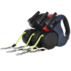 Dual Dogs Pet Leash Ropes Auto Retractable Pet Cat Dog Traction Rope Adjustable