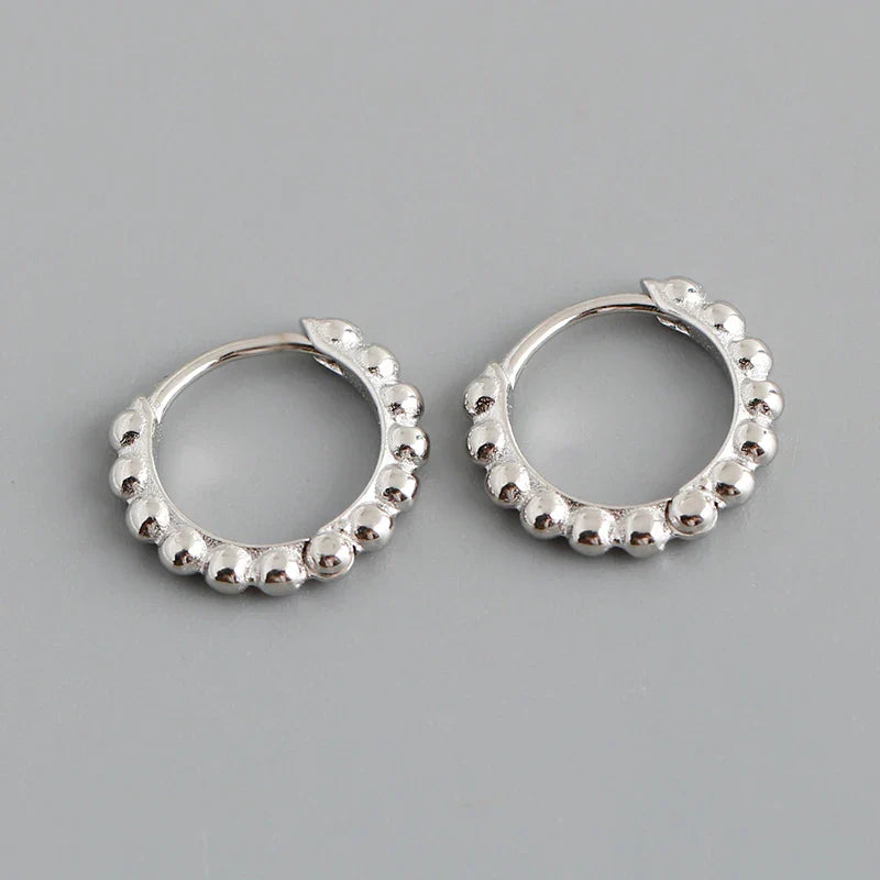 WANTME 925 Sterling Silver Simple Fashion Glossy Beads Gold Huggies Hoop Earrings for Women Gothic Piercing Jewelry Accessories