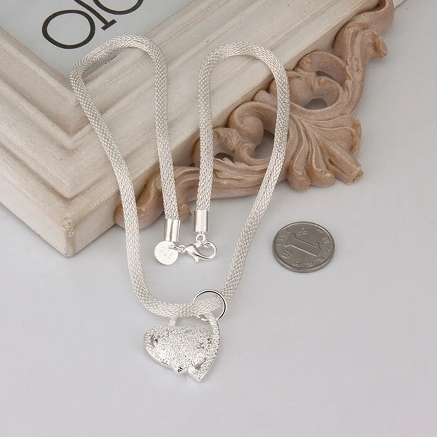 925 Sterling Silver Necklace Gorgeous Charm Fashion  Heart Wedding Lady
