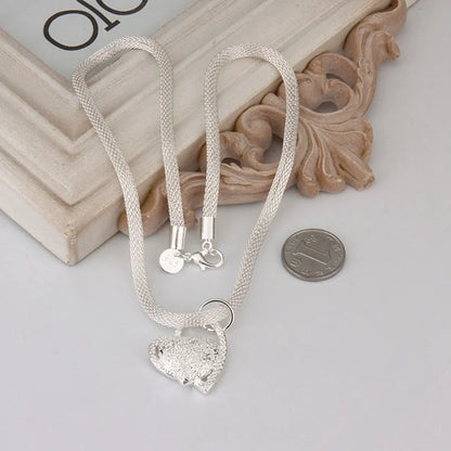 925 Sterling Silver Necklace Gorgeous Charm Fashion  Heart Wedding Lady