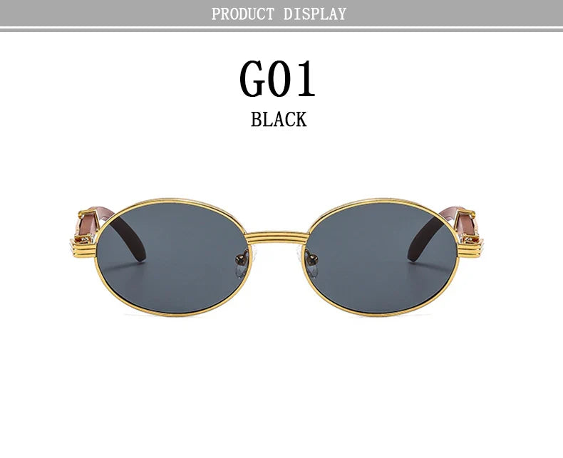 Oval Sunglasses Women 2024 Trendy Designer Wooden Sunglasses Men Luxury Fashion Glasses Vintage Lentes De Sol Mujer Zonnebril