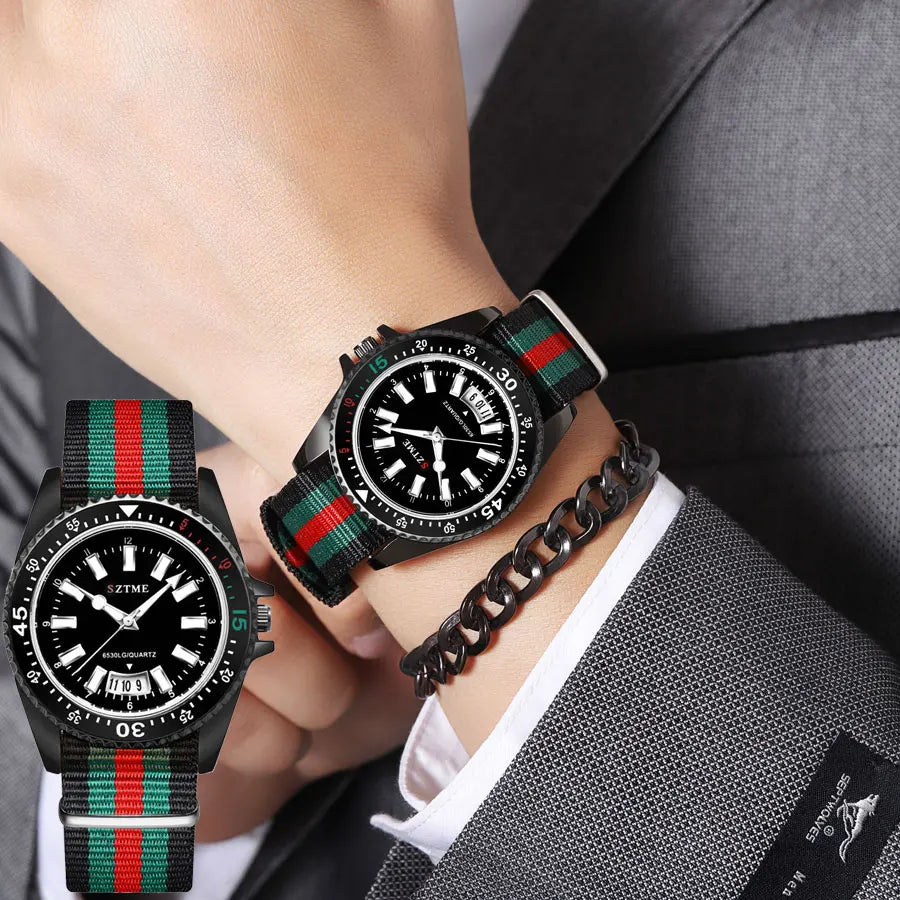 New fashionable women's nylon strap calendar watch, luxurious and simple casual couple luminous quartz watch