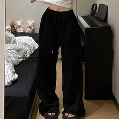 Rimocy High Waist Grey Sweatpants Women 2024 Casual Wide Leg Sport Pants Women