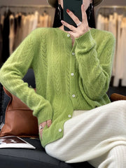 Wool Cardigan Womens Clothing O-neck Sweater Mujer Long Sleeve Tops Knitwears