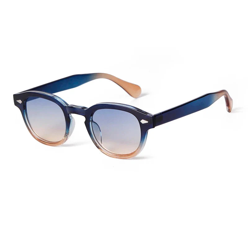Fashion Transparent Blue Round Sunglasses Women Men 2024 Retro Rivet Tortoise Small Square Sun Glasses UV400 Lunettes De Soleil