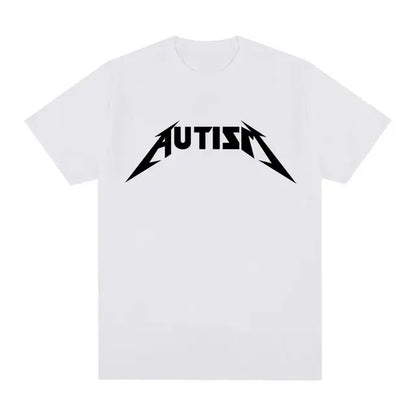 Autism Metal Rock Meme T-shirt Men Women Fashion Hip Hop Short Sleeve Oversized T-shirts Summer Sport Loose T Shirt Tops
