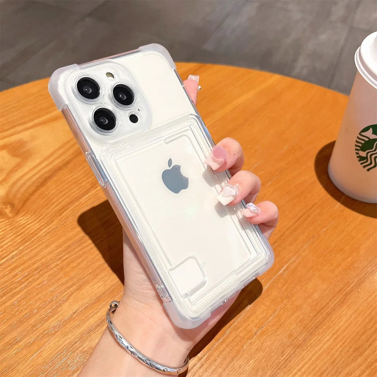 Shockproof Clear Card Slot Soft TPU Phone Bags Case For iPhone 17 16 15 14 Plus 13 12 11 Pro Max Air Silicone Bumper Back Cover