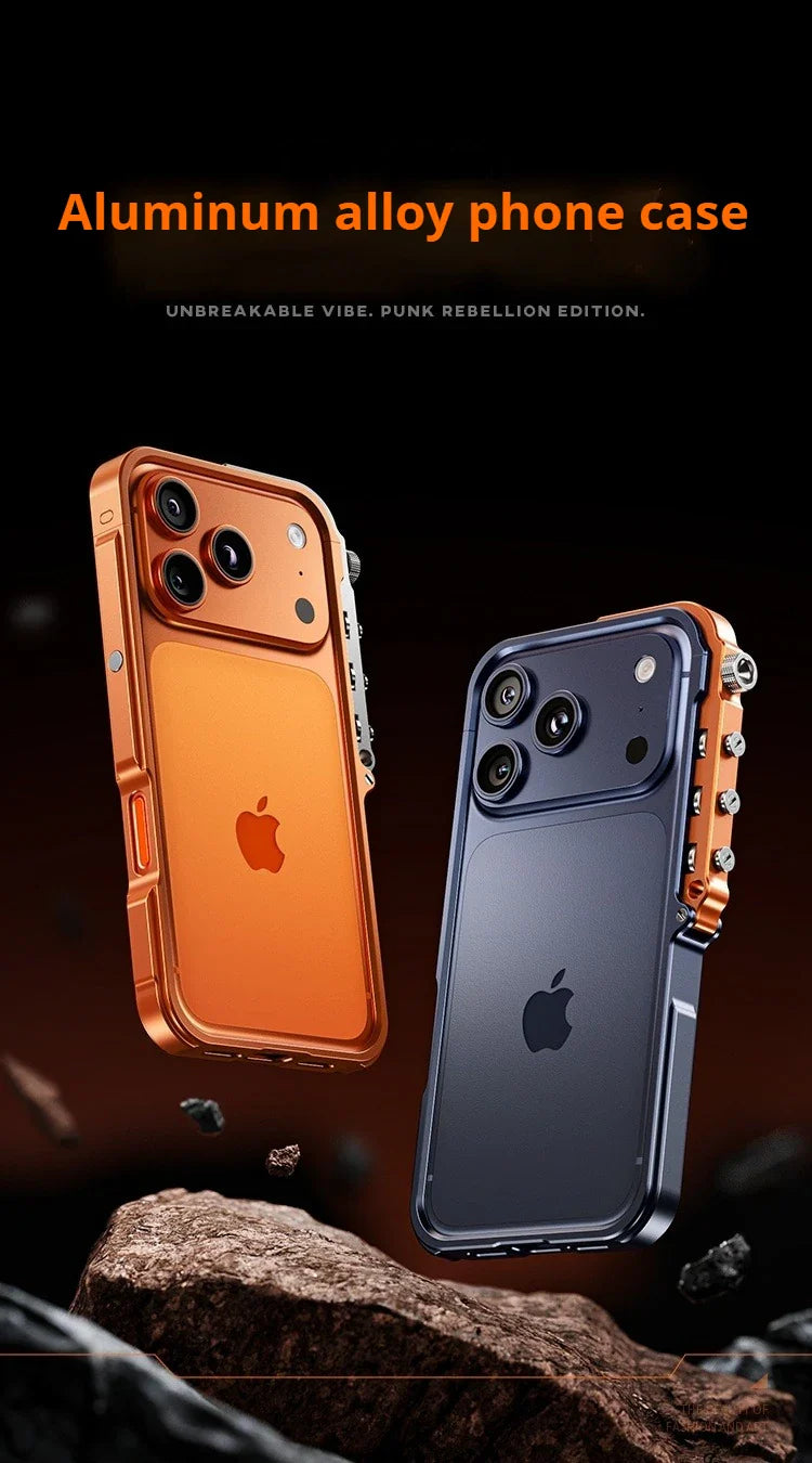 Metal Aluminum Alloy Frame Case For iPhone 17 Air 16 15 14 13 Pro Max Plus Cyberpunk Punk Heat Dissipation Shockproof Bumper