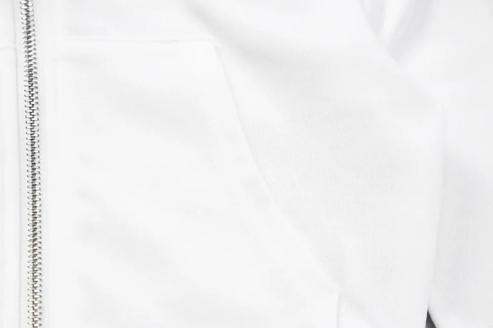 Y2K Aesthetic Vintage Basic Zip Up White Cropped Hoodies 2000s