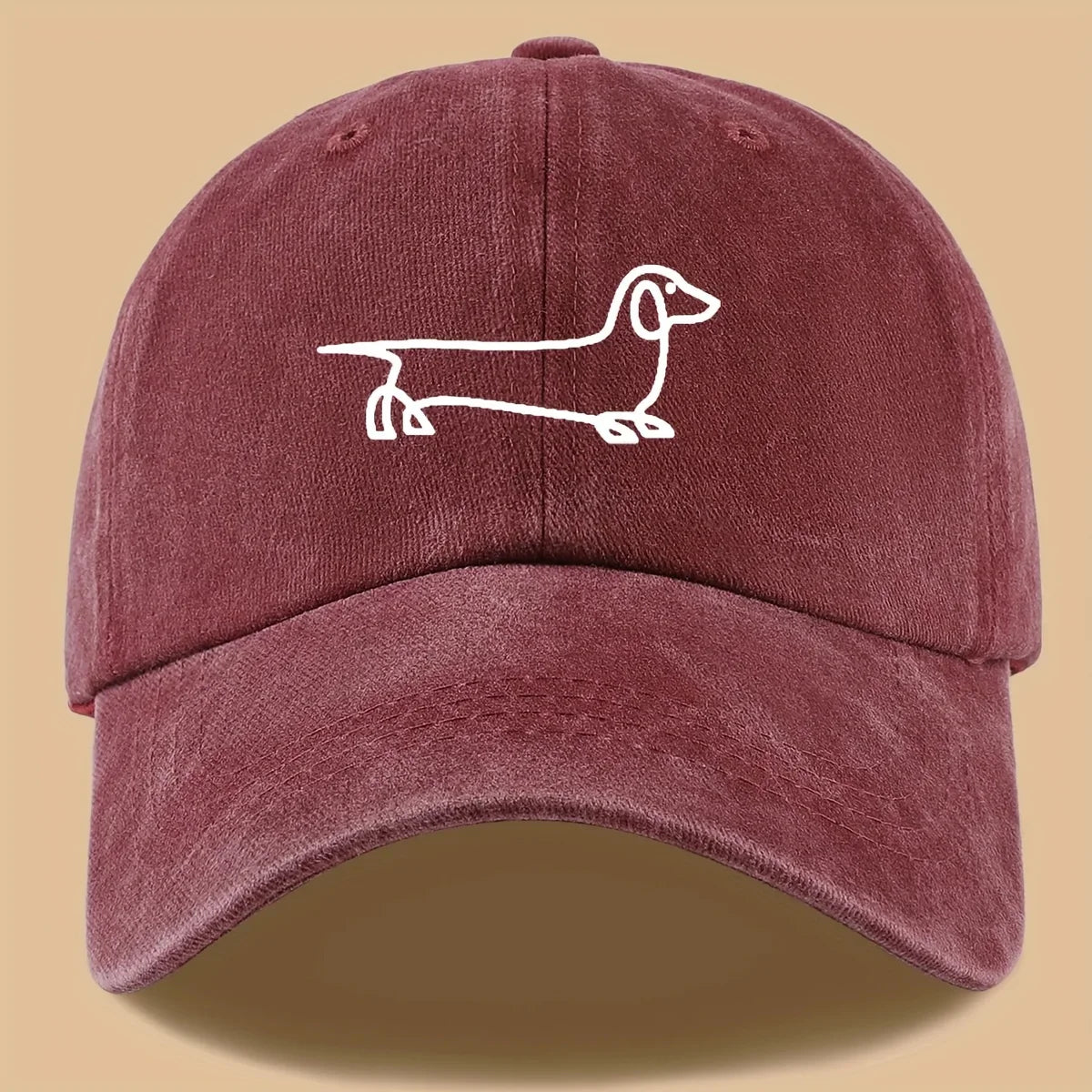 Simple dog print baseball cap, versatile for both men and women, suitable for outdoor travel as a hat for pet enthusiasts