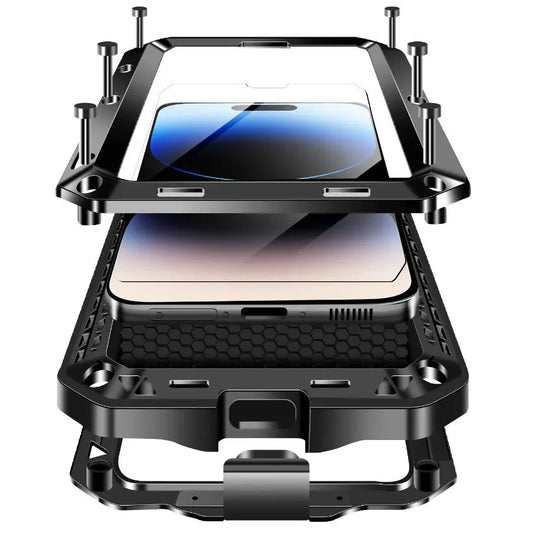 For iPhone 17 16 15 14 13 12 11 Pro XS Max 8 7 360 Full Body Protection Aluminum Metal Case Heavy Armor Cover Screen Protector