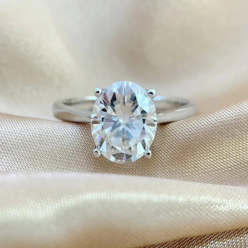 Smyoue Oval Cut 1CT 2CT 3CT D Color Moissanite Rings for Women Lab Diamond Wedding Promise Band S925 Sterling Silver Jewelry