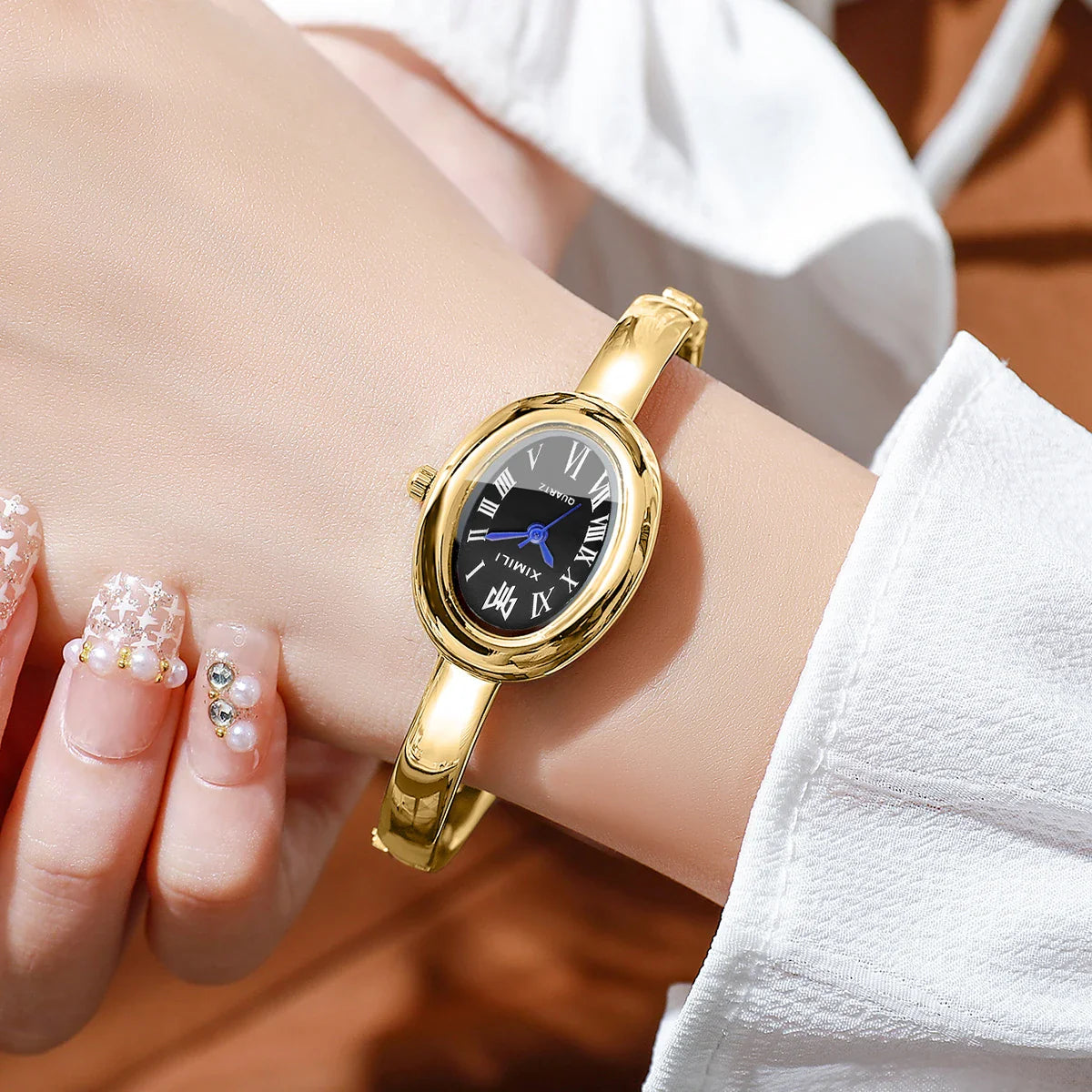 Elegant Oval Roma Dial Women Quartz Watch Fashion Bracelet Strap Ladies Wristwatch Reloj Mujer Girls Clock Gift