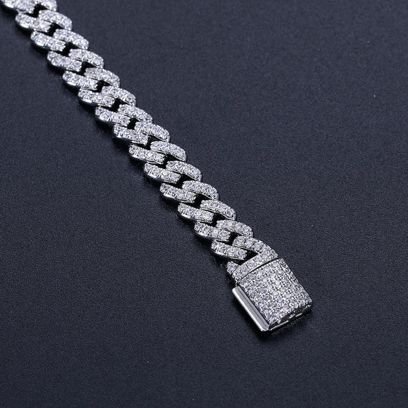 6mm Solid 925 Sterling Silver Miami Cuban Chain Bracelet For Women Men Iced Out Moissanite GRA Certified Hip Hop Jewelry Gifts