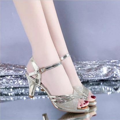 Peep Toe High Heeled Women Sandals Fashion Ladies Summer Shoes Brand Spike Heels 6cm Gold Silver