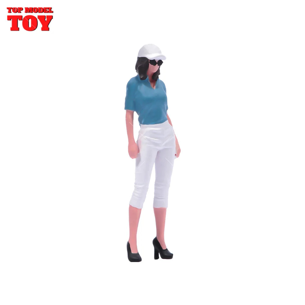 Painted Miniatures 1/64 Scale Beauty Handsome Boy Policeman Girls Male Female Scene Figure Model For Car Vehicles Decorate