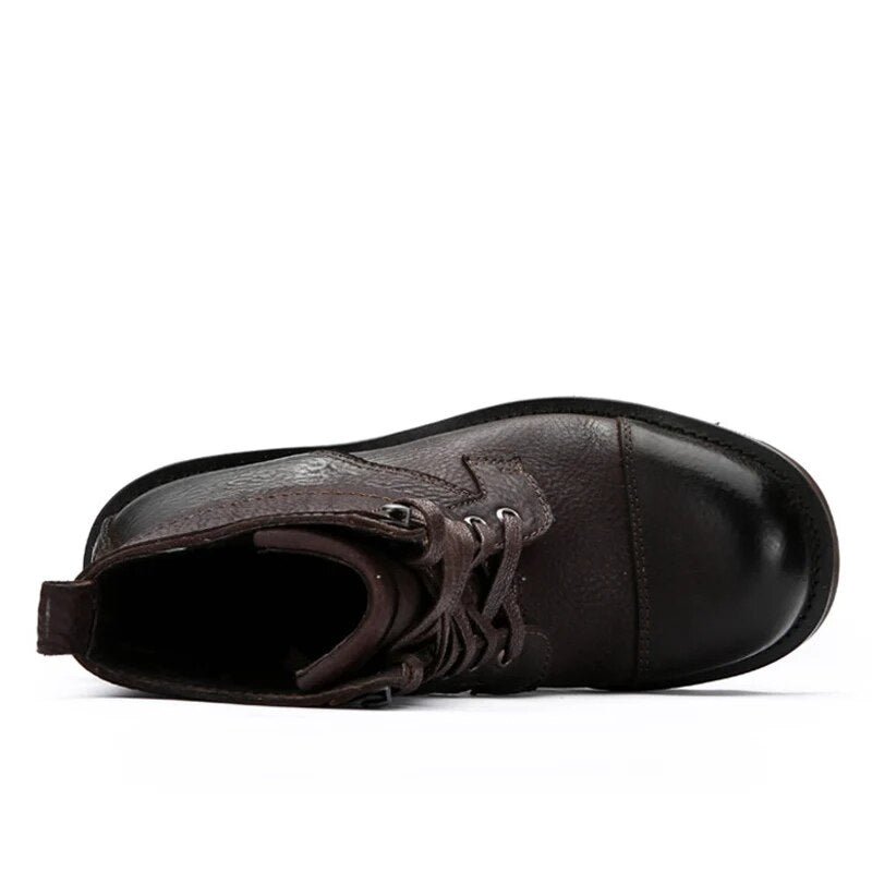 Comfortable Military Boots Vintage Military Shoes Genuine Leather Men Ankle Boots