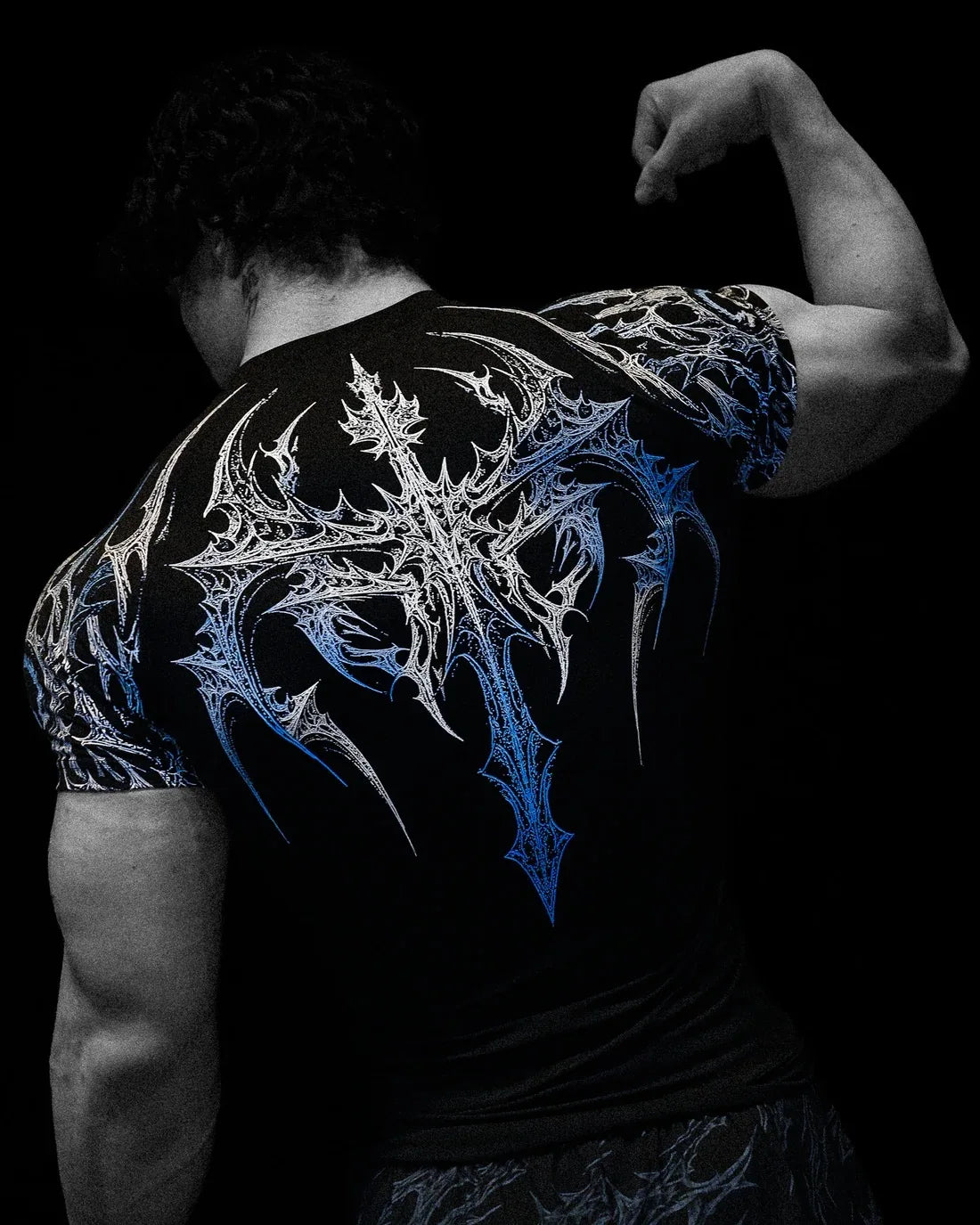 GYM T-shirt Men's Dark Gothic Print Muscle Tee  High Elasticity And Quick Drying Exercise For Bodybuilding Training 2025 Summer
