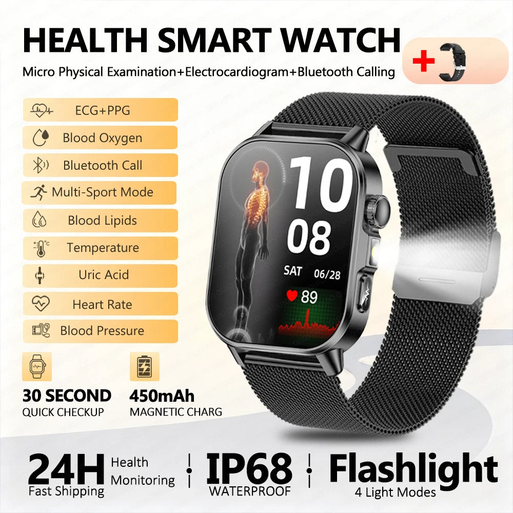 Body Composition analysis Monitoring Smart Watch Men ECG Heart Rate Blood pressure Uric Acid Health Tracker Smartwatches 2026New