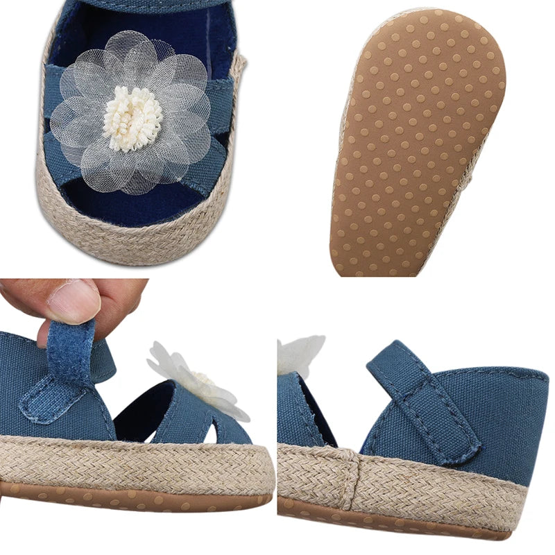 Baby Girls Shoes Spring Summer Cute Soft Retro Breathable Flower Decorate