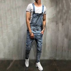 Men Stylish Slim Biker Jeans Bib Overalls Jumpsuits jeans Man Streetwear