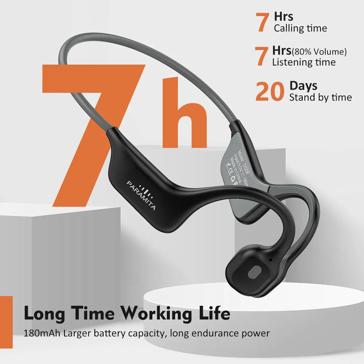 PARAMITA Real Bone Conduction Headphones Bluetooth Wireless Earphones Waterproof Sports Headset with Mic for Workouts Running