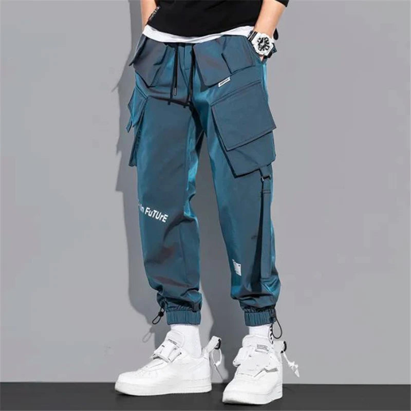 Thin Streetwear Casual Pants Men Ribbons Harem Jogging Pants Male Slim Fit Spring