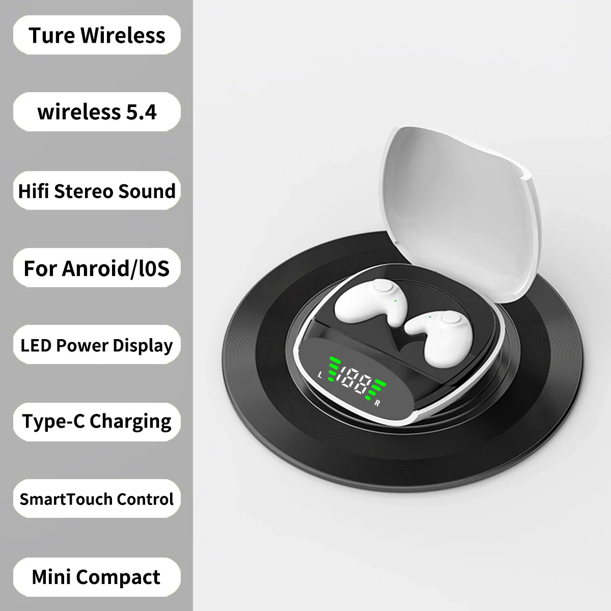 Wireless Sports Bluetooth Headphones Highend Tws Dual Ear Sleep In Ear Md538 Mini Painless Call Noise Cancelling Thin Headphones