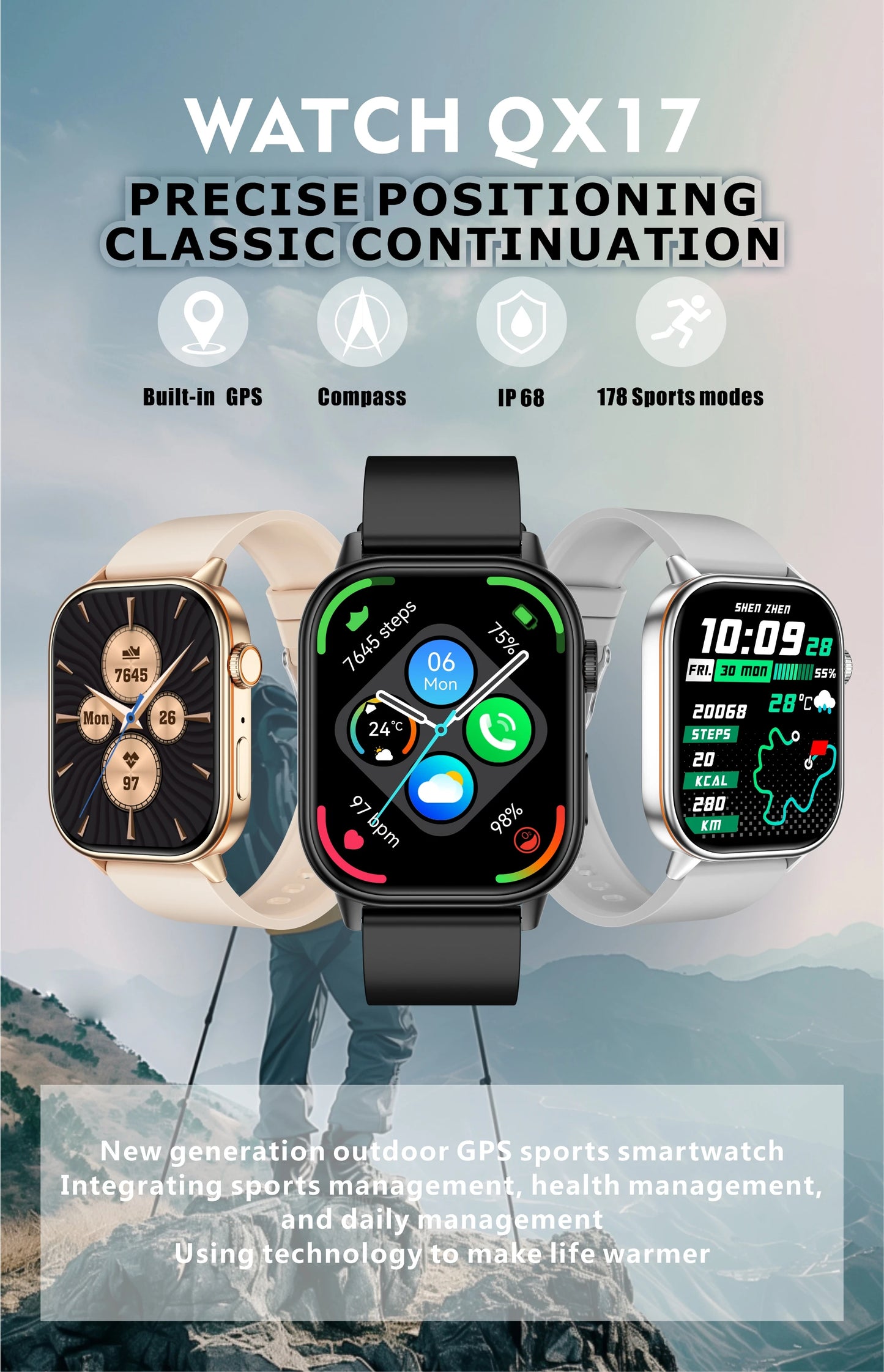 2025 Military GPS Smart Watch Men Flashlight Compass Waterproof Outdoor Sports Tracker Bluetooth Call Smartwatch For Android IOS