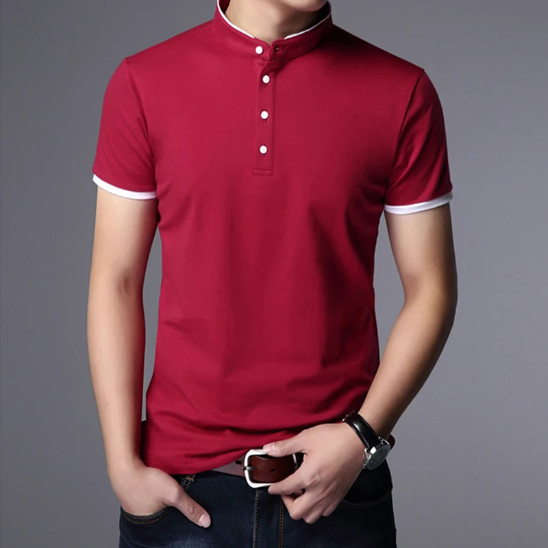 Men's Business Casual Polo Short Sleeve T-shirt Summer Comfortable and Breathable Solid  Top