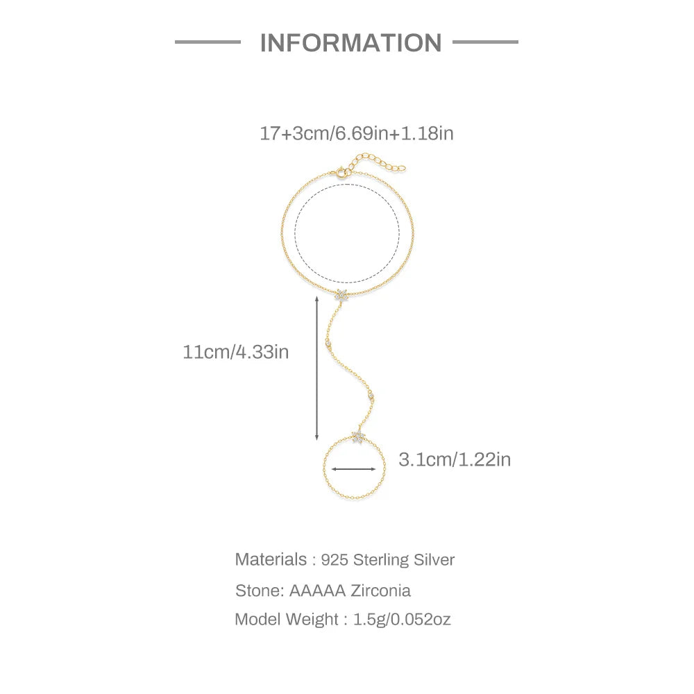 CANNER Minimalism Octagonal Star Finger Bracelet For Women 925 Sterling Silver Ins Flower Multi-layer Bracelet Fine Jewelry