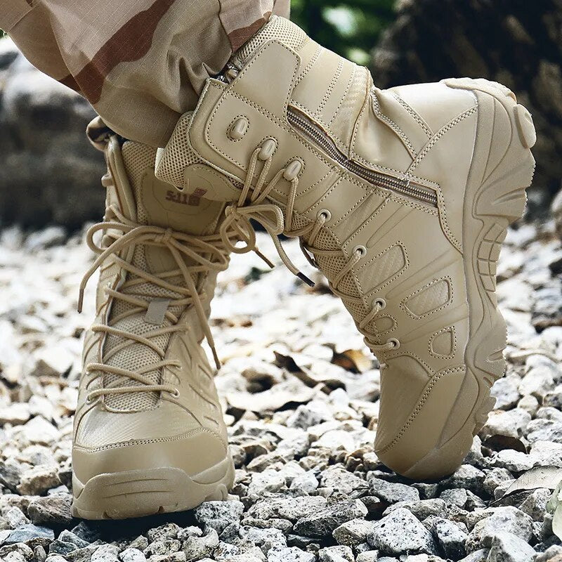 Mens Boots Fashion Desert Tan Military Tactical Work Water Proof Design Ankle Boots