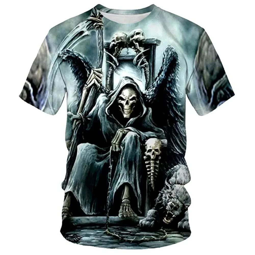Skull 3D T-shirt for Men Fashion Hip Hop O-Neck Short Sleeve Shirt Harajuku Men's T-shirt Oversized T-shirt Men's Clothing