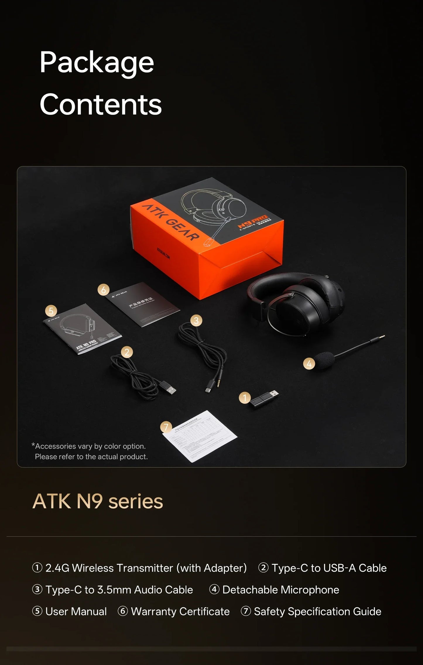 ATK M1 Game Headset Three Mode Wireless Headworn PS5  PC Gaming Headset Microphone Virtual 7.1 Surround Noise Reduction Headset