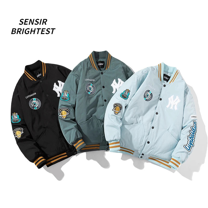American Street Bomber Jacket Men's Autumn and Autumn Couples Embroidered