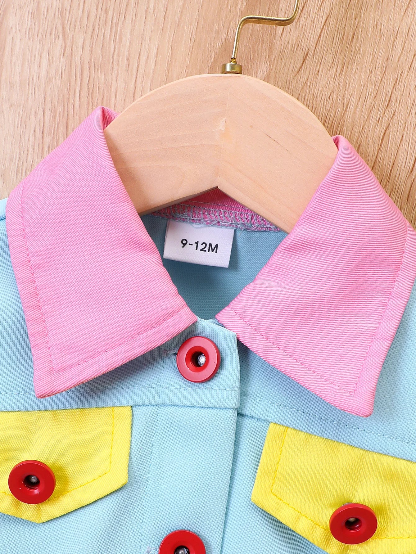 Autumn And Winter Girls  Boys  Coat Round Neck Polo Long Sleeve Button Panel Multi Element Fashion And Warm Infant Toddler Coat