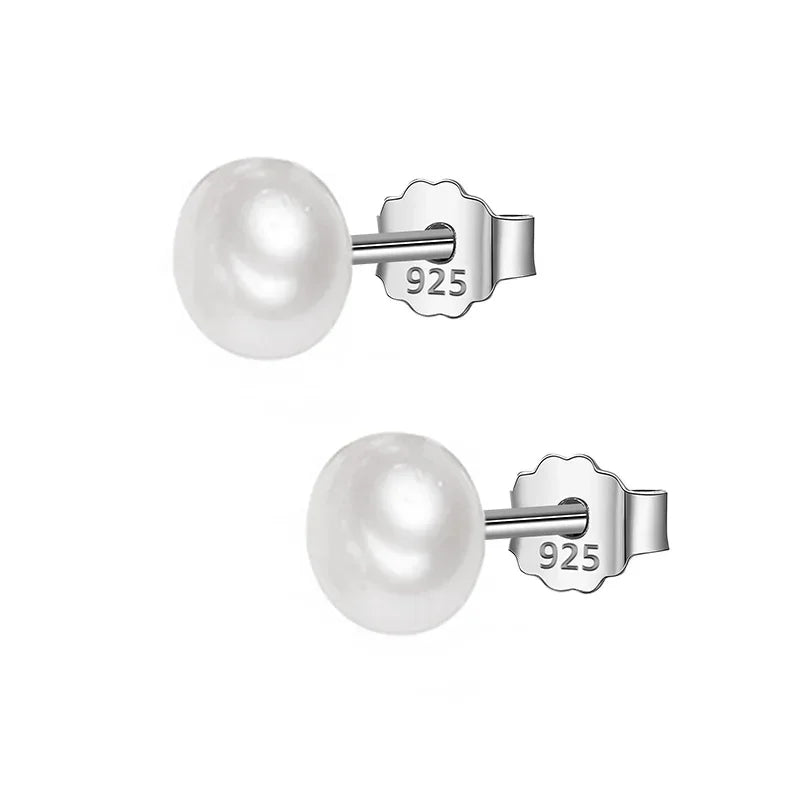 Trustdavis Authentic 925 Sterling Silver Sweet Irregular Pearl Stud Earrings For Women Wedding Party FIne Jewelry DA1224