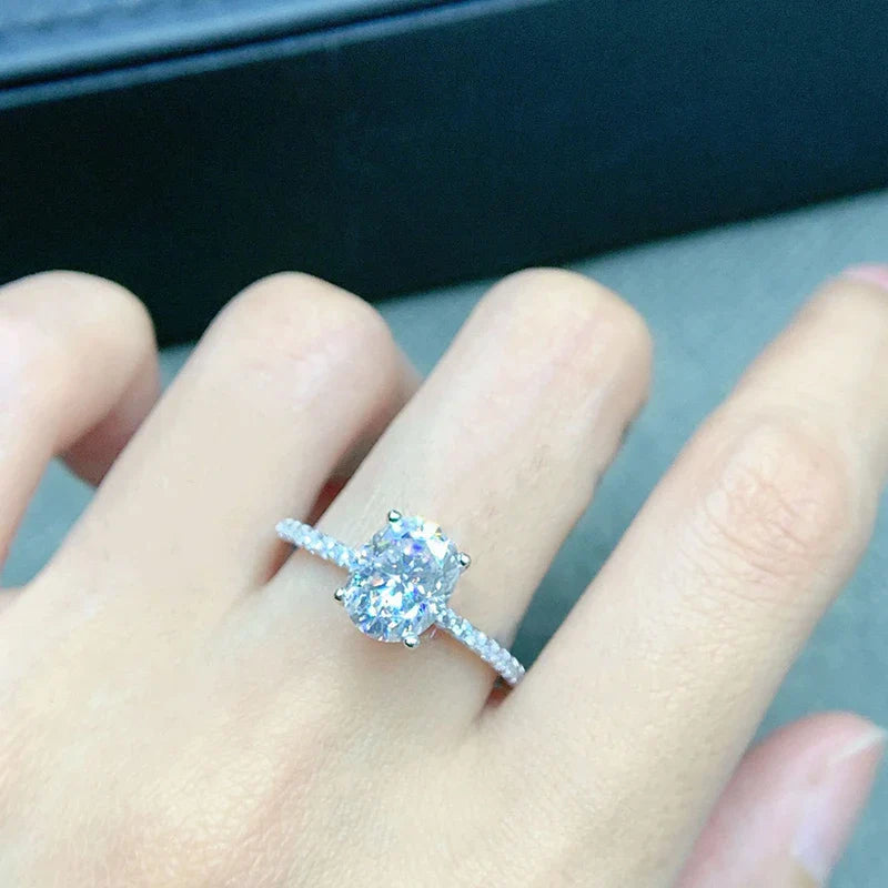 Smyoue Oval Cut 1CT 2CT 3CT D Color Moissanite Rings for Women Lab Diamond Wedding Promise Band S925 Sterling Silver Jewelry