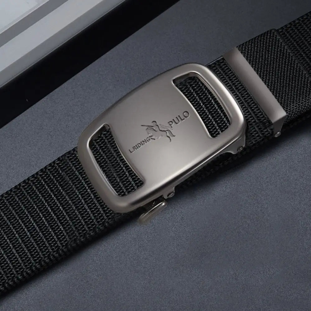 Black Automatic Buckle Belt Men Business Luxury Brand Quality Canvas Belt Casual Simple Wild Style Trendy Jeans Belt