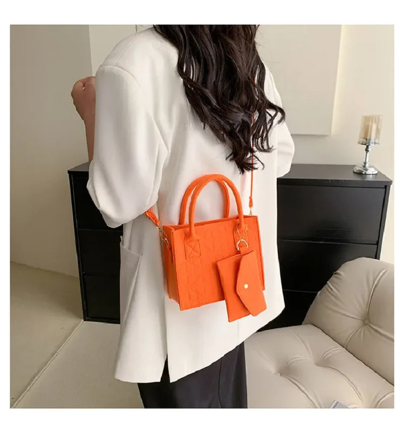 Zipper Messenger Bag Solid Color Felt Women Shoulder Bag Luxury Designer
