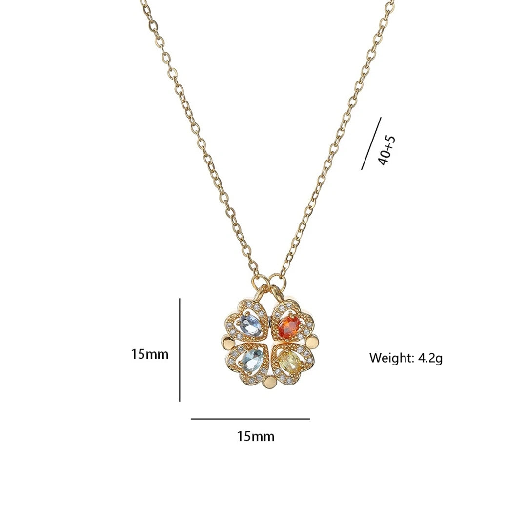 Fashion Retro Lucky Four Leaf Clover Women Necklace Gothic Love Heart Pendant