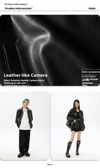 Metal Printed Black PU Leather Jacket for Men and Women, Trendy Brand