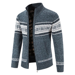 Winter Men's Fleece Cardigan Christmas Knit Sweater Coat Business Casual Jacket