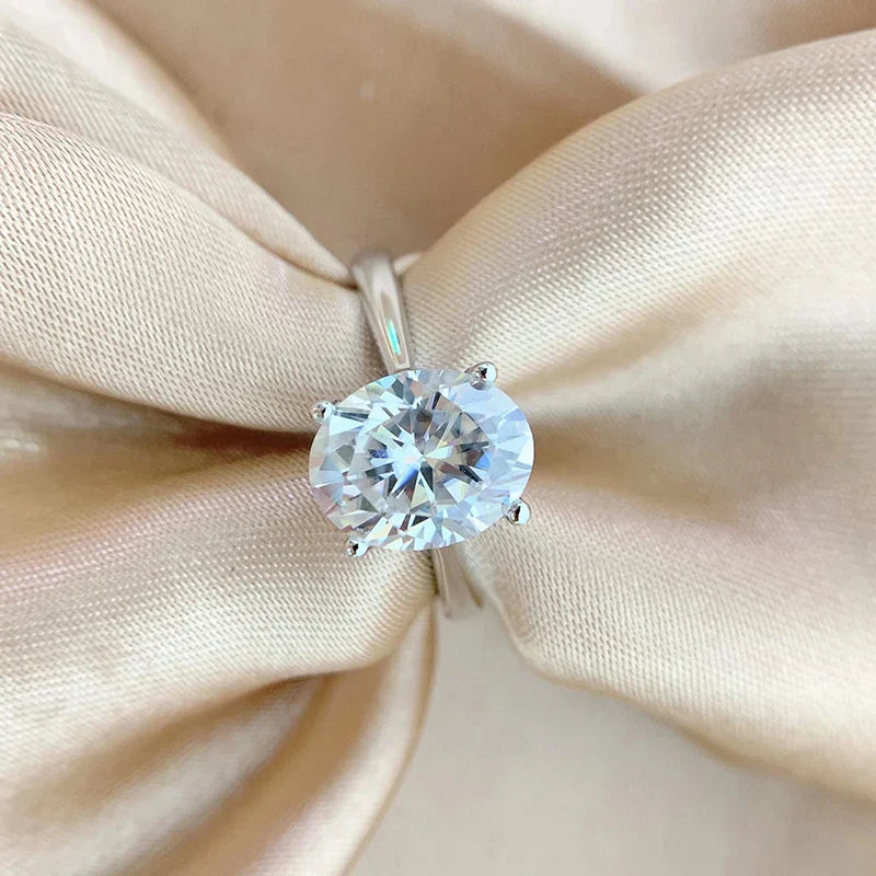 Smyoue Oval Cut 1CT 2CT 3CT D Color Moissanite Rings for Women Lab Diamond Wedding Promise Band S925 Sterling Silver Jewelry