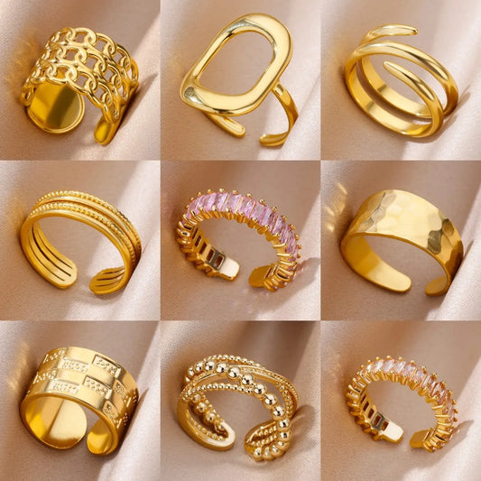 316L Stainless Steel Rings for Women Gold Color Never Fade Luxury Classic rings