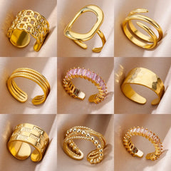 316L Stainless Steel Rings for Women Gold Color Never Fade Luxury Classic rings