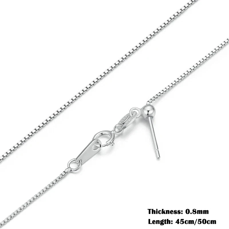 BAMOER Classic Basic O-chain Solid 925 Sterling Silver Lobster Clasp Adjustable Necklace Box Cable Chain DIY Jewelry for Women